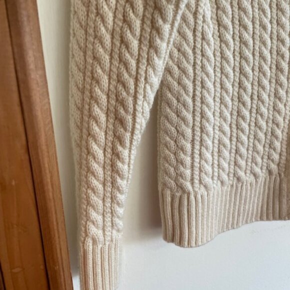 LANDS' END Wool Cable Cardigan Sweater Off White Crystal Button Girl S 7… - Picture 10 of 16